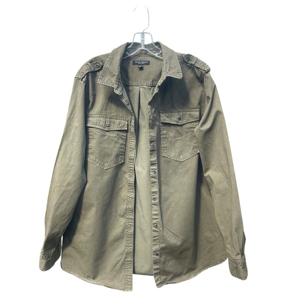 Banana Republic “Dillon” Olive Classic Fit Utility Military Shacket Shirt, XL - Picture 3 of 8